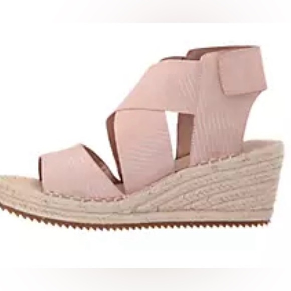 NWOT Eileen Fisher Willow Wedge Espadrilles Sandals blush Pink leather SZ 9 - Picture 2 of 16